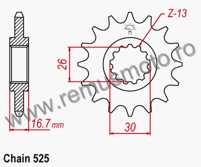 Pinion fata Honda CBR600 FX,FY PC35 din 1999->2000