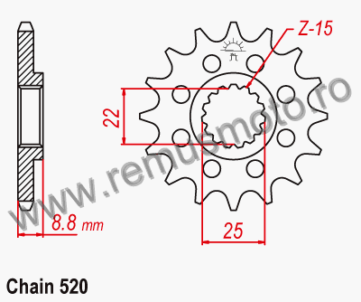 Pinion fata Polaris 525 Outlaw MXR din 2008->2009