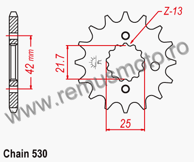 Pinion fata Kawasaki ZX600 D1-D4 Ninja (ZX-6)  USA din 1990->1993